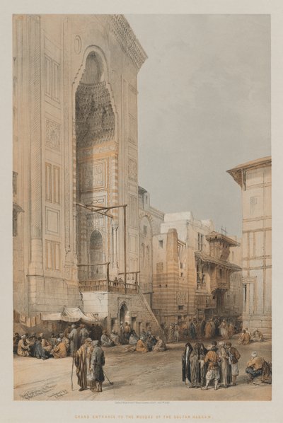 エジプトとヌビア、ボリュームIII：1849年、スルタンハッサンのモスクへの大入口。 作： Louis Haghe