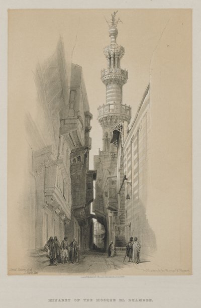 エジプトとヌビア、ボリュームIII：モスクのミナレットエルラムリー、1848。 作： Louis Haghe