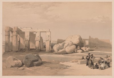 エジプトとヌビア：ボリュームII-No. 4、大巨像の断片、メムノニウム、1838年。 作： Louis Haghe