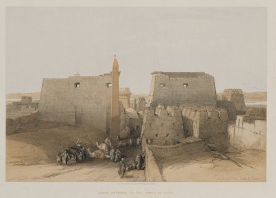 エジプトとヌビア、ボリュームII：ルクソール神殿への大入口、1848年。 作： Louis Haghe
