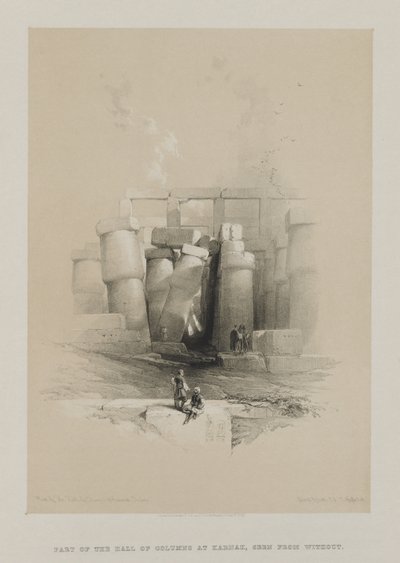 エジプトとヌビア、ボリュームII：カルナックの柱のホールの一部、テーベ、1847年。 作： Louis Haghe