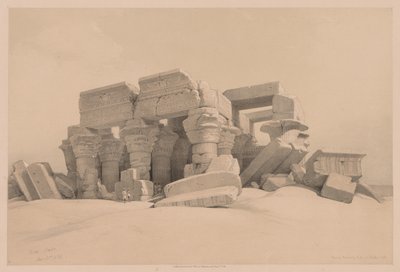 エジプトとヌビア: 第 1 巻、第 2 巻、コム・オンボ神殿のポルティコの遺跡 作： Louis Haghe