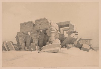 エジプトとヌビア：第1巻-第1、第2、コムオンボ神殿のポルティコ遺跡、1838年。 作： Louis Haghe
