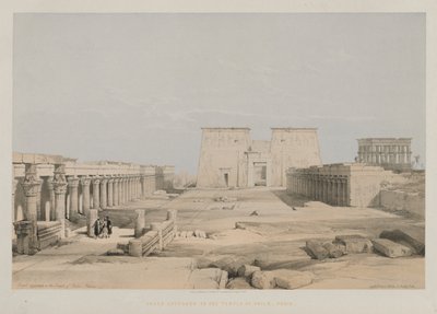 エジプトとヌビア、ボリュームI：フィラエ神殿への壮大なアプローチ、ヌビア、1847年。 作： Louis Haghe