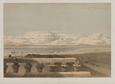 エジプトとヌビア、ボリュームI：1847年のルクソール神殿のリビアの山脈。 作： Louis Haghe