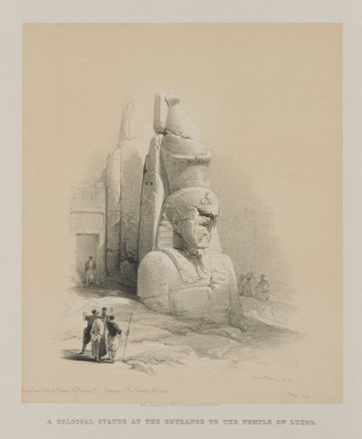 エジプトとヌビア、ボリュームI：ラメセス2世の2つの巨大な像の1つ...、1847年。 作： Louis Haghe