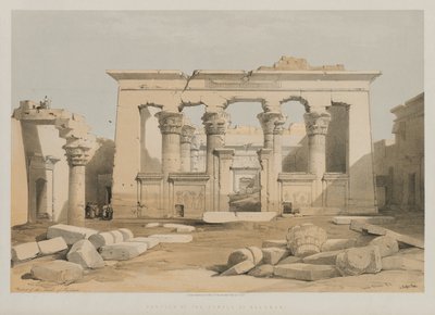 エジプトとヌビア、ボリュームI：1847年カラブシェ神殿のポルティコ。 作： Louis Haghe