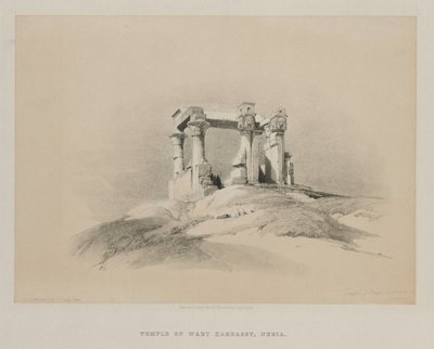 エジプトとヌビア、ボリュームI：ヌビアのワディカルダシー神殿、1846年。 作： Louis Haghe