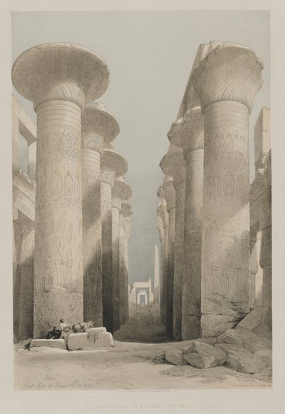 エジプトとヌビア、ボリュームI：テーベ、カルナックの大ホール、1848年。 作： Louis Haghe