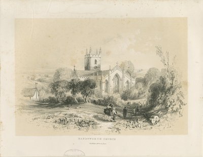 ハンズワース教会：リトグラフ、nd [1806-1885] 作： Louis Haghe