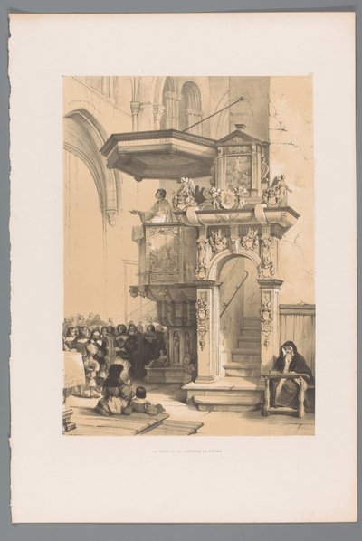 司祭はトリーア大聖堂の説教壇から群衆に演説します La chare de la Cathédrale de Trèves (オブジェクトのタイトル) 作： Louis Haghe