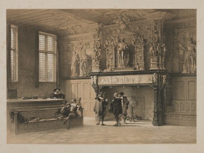 ベルギーとドイツのスケッチ、第1巻：行政裁判所、フランジュ、ブルージュ、1840年 作： Louis Haghe