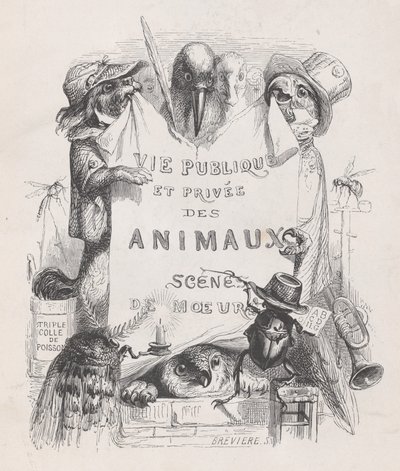 動物の私生活と公の生活、税関の風景、ca。 1837-47。 作： Louis Henri Brévière