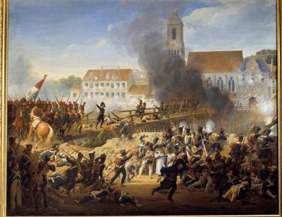 1809年4月21日、ランツフート橋を通過する際、ムートン将軍は第17連隊の擲弾兵に指示を出した ルイ・エルサン（1777-1860）による絵画 作： Louis Hersent