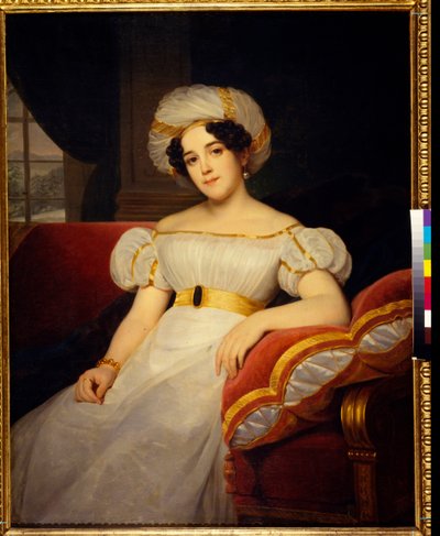 ナタリア・ステパノフナ・ゴリツィナ王女、旧姓アプラクシナ伯爵夫人 (1794-1890) の肖像。 Louis Hersent (1777-1860) の絵画、キャンバスに油彩 作： Louis Hersent