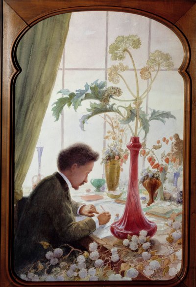 エミール ガレ (1846 - 1904)、フランスの芸術家の肖像画。 Louis Hestaux (1858 - 1919) の絵画 作： Louis Hestaux
