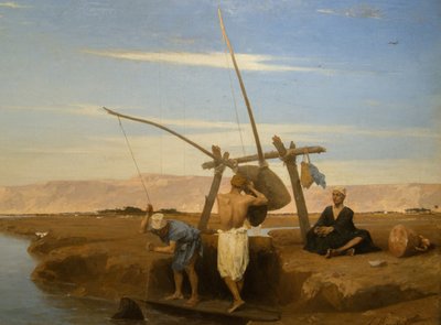 上エジプトの影 (1874 年の木材に油彩) 作： Louis Hippolyte Mouchot