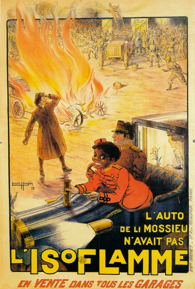 Isoflamme消火器の広告、1913 作： Louis Houpin