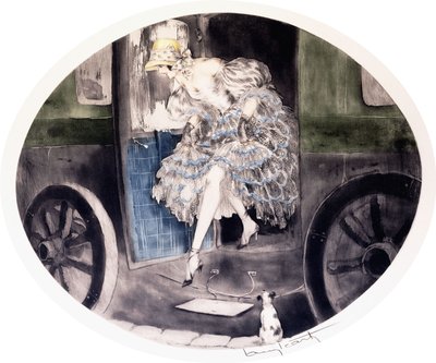 馬車から降りる、1920～1930年代頃（エッチングとアクアティント） 作： Louis Icart