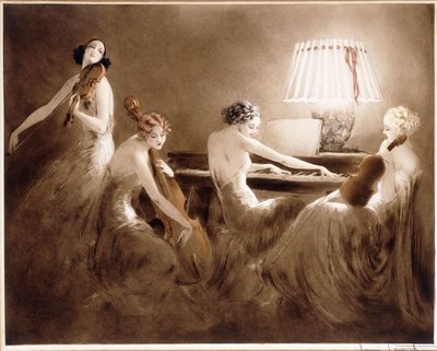 「メロディアワー」、1934年頃（色のエッチングとドライポイント） 作： Louis Icart