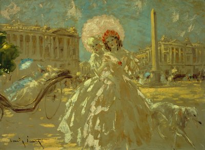 コンコルド広場（キャンバスに油彩） 作： Louis Icart