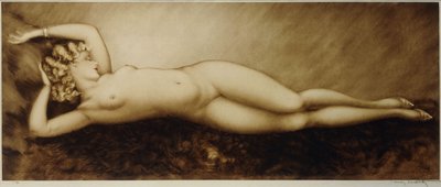 Repose、1934年頃（エッチングとドライポイント、カラー印刷） 作： Louis Icart