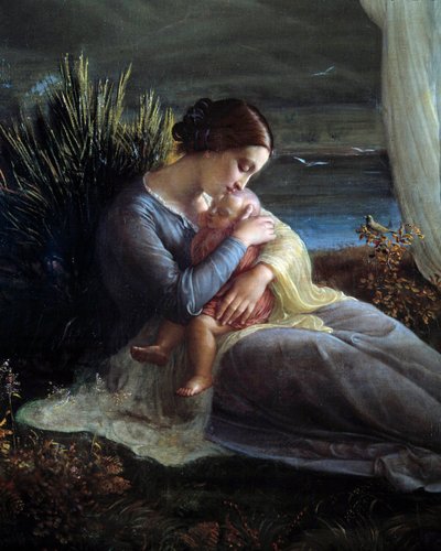 魂の詩、天使と母、母と子のディテール 作： Louis Janmot