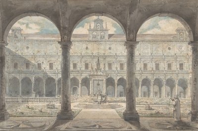 ナポリのチェルトーサ・ディ・サン・マルティーノの回廊、1777年から1779年頃。 作： Louis Jean Desprez