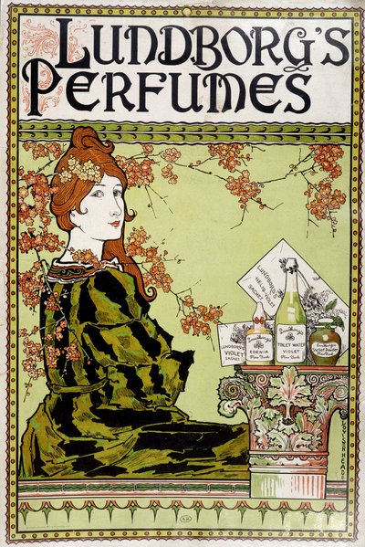 香水「Lundborg」の広告 - Rhead, v.1895による 作： Louis John Rhead