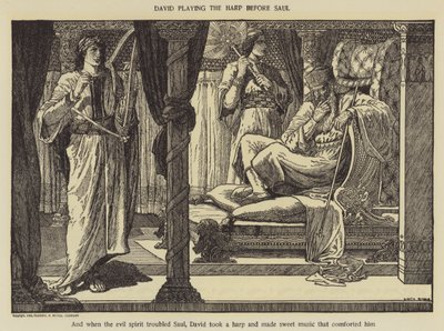 サウルの前でハープを弾くダビデ 作： Louis John Rhead