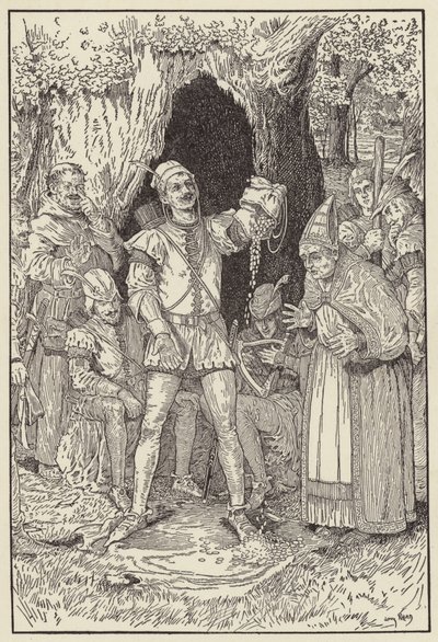 リトルジョン、お金を支払うのに十分なお金を言います。 作： Louis John Rhead
