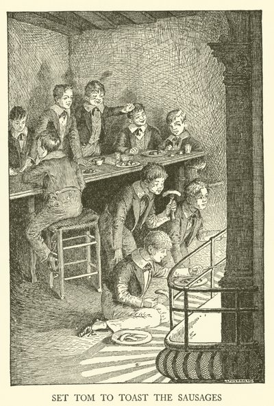 Tom Browns School-Days」のイラスト（彫刻）。 作： Louis John Rhead