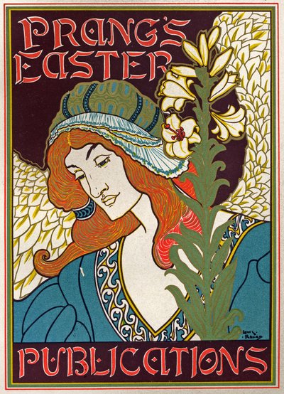 文学。プラーンのイースター出版物。ルイス・ルヘッド作、アメリカ、1895年頃のポスター(poster) 作： Louis John Rhead