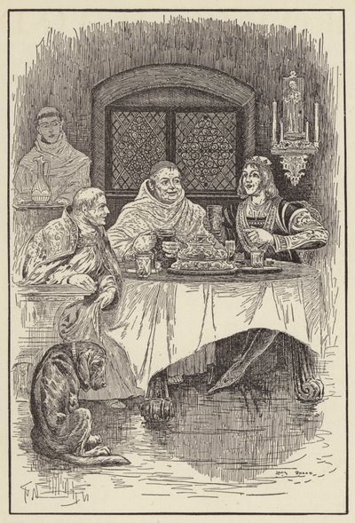 ウィリアム前首相は王と司教にごちそうを提供します 作： Louis John Rhead