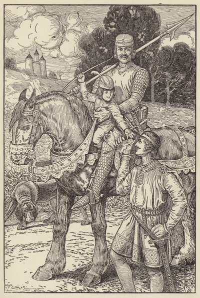 ロバートはリスに自分の小さな弓で撃ちます 作： Louis John Rhead
