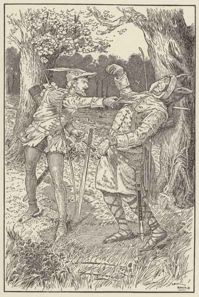ロビンはブレードをサーガイの体に通しました 作： Louis John Rhead