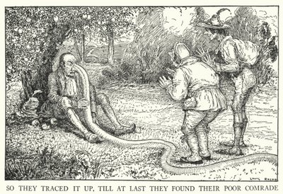 そして、それを辿っていくと、ついに哀れな仲間を見つけたのである。 作： Louis John Rhead