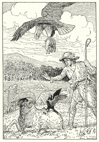ワシとジャクドー（リトグラフ） 作： Louis John Rhead