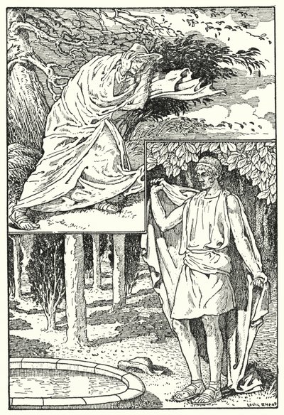 北風と太陽（リトグラフ） 作： Louis John Rhead
