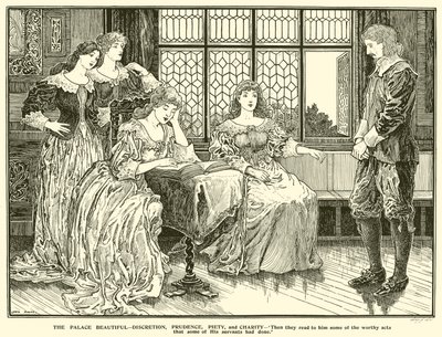 美しい宮殿、慎重さ、賢明さ、敬虔さ、そして慈愛（エングレービング 作： Louis John Rhead