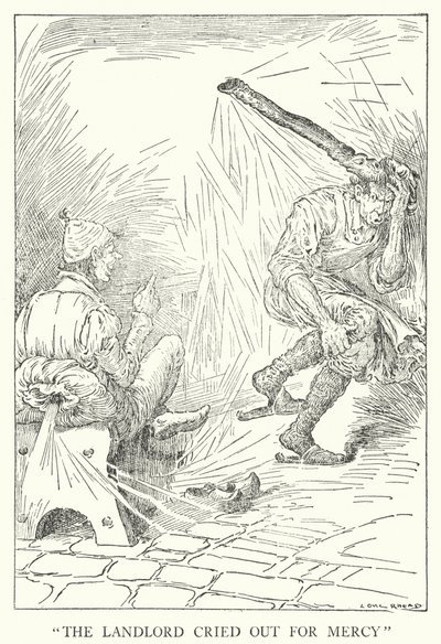 "大家さんが慈悲を求めて泣いた"（リトグラフ 作： Louis John Rhead