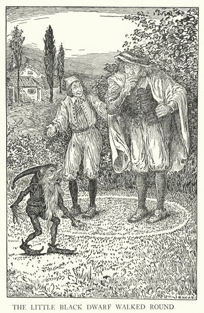 小さな黒い小人が歩いて回った（リトグラフ 作： Louis John Rhead