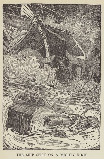 船は強大な岩の上で割った 作： Louis John Rhead