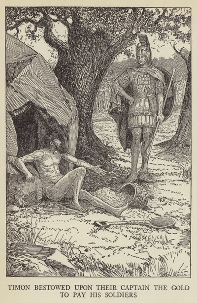 ティモンはキャプテンに金を与えて兵士に支払う 作： Louis John Rhead
