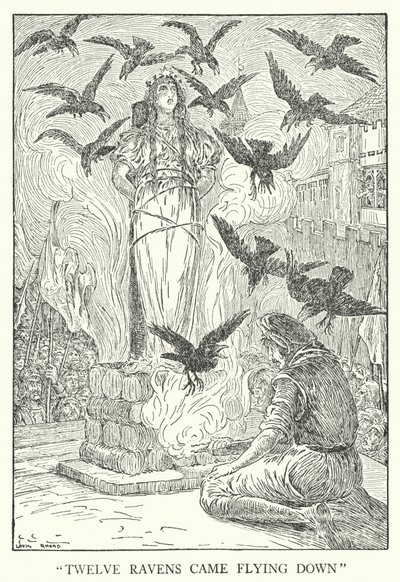 "Twelve ravens came flying down" (litho) 作： Louis John Rhead