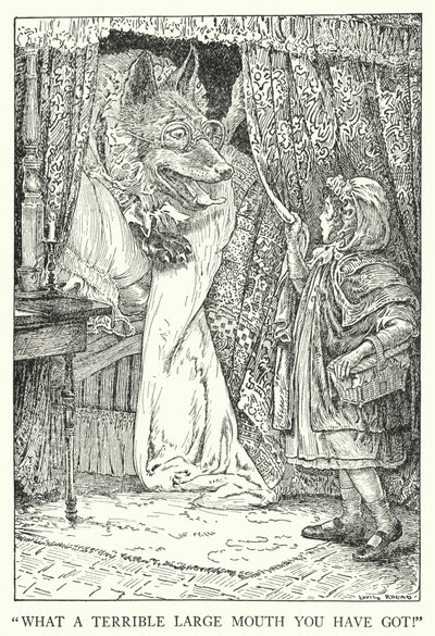 "なんて恐ろしい大口を開けているんだ！"(リトグラフ) 作： Louis John Rhead