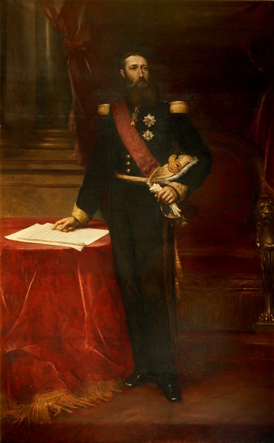 レオポルド 2 世の肖像、1835 年から 1909 年、ベルギー王、c. 1870年。 作： Louis Joseph Gallait