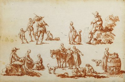 図と動物の研究、 作： Francois Louis Joseph Watteau