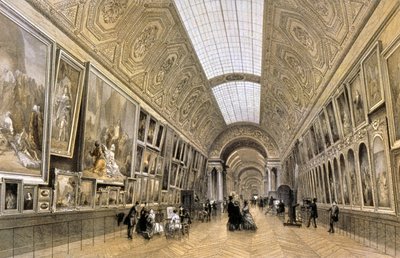 ルーヴル美術館、グランド・ギャラリ、1850年頃（ドローイング） 作： Louis Jules (after) Arnout