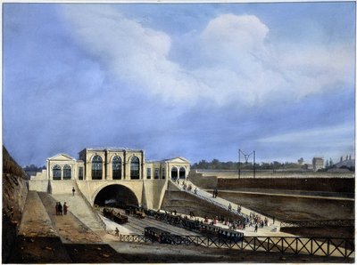 パリからサンジェルマンまでの鉄道 - アルノウトの「1837年のパリ」にて 作： Louis Jules Arnout